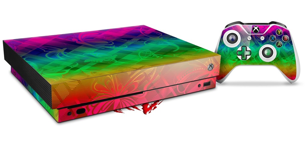 Skin for XBOX One X Console Controller Rainbow Butterflies Decal