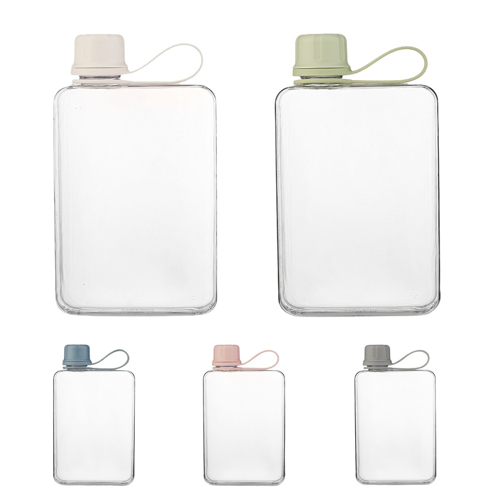 1pc Portable Square Water Bottle 500ml Food-grade Flat Water Bottle Leak-proof