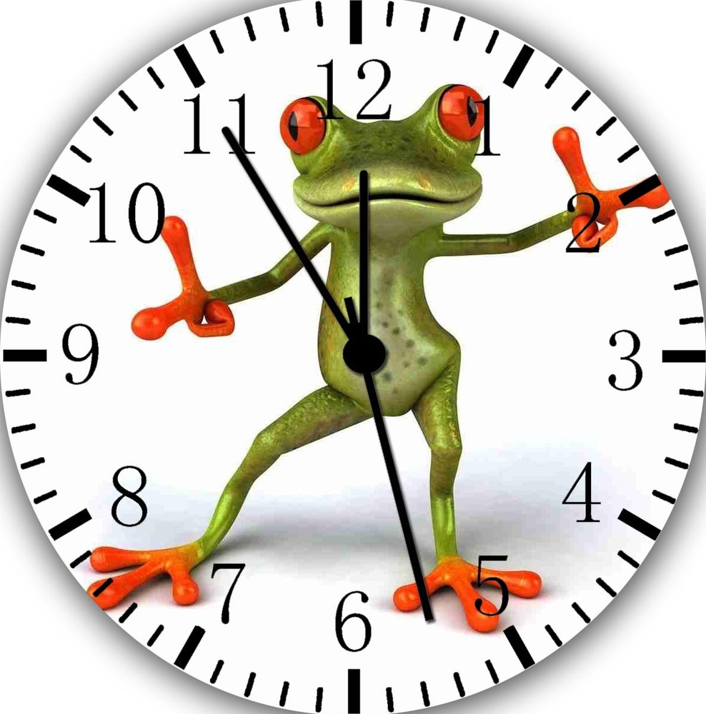 Cute Frog Frameless Borderless Wall Clock For Gifts or Home Decor E209