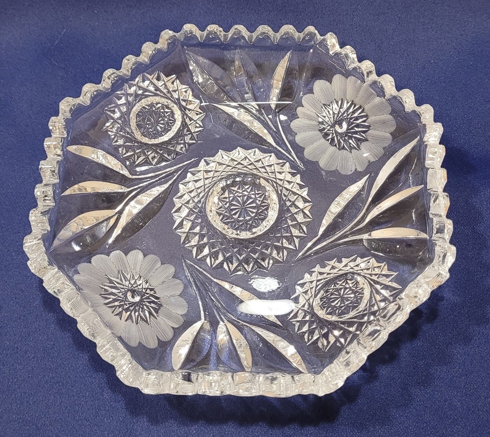 Antique American Brilliant cut crystal nut or candy dish 1870s - 1920s