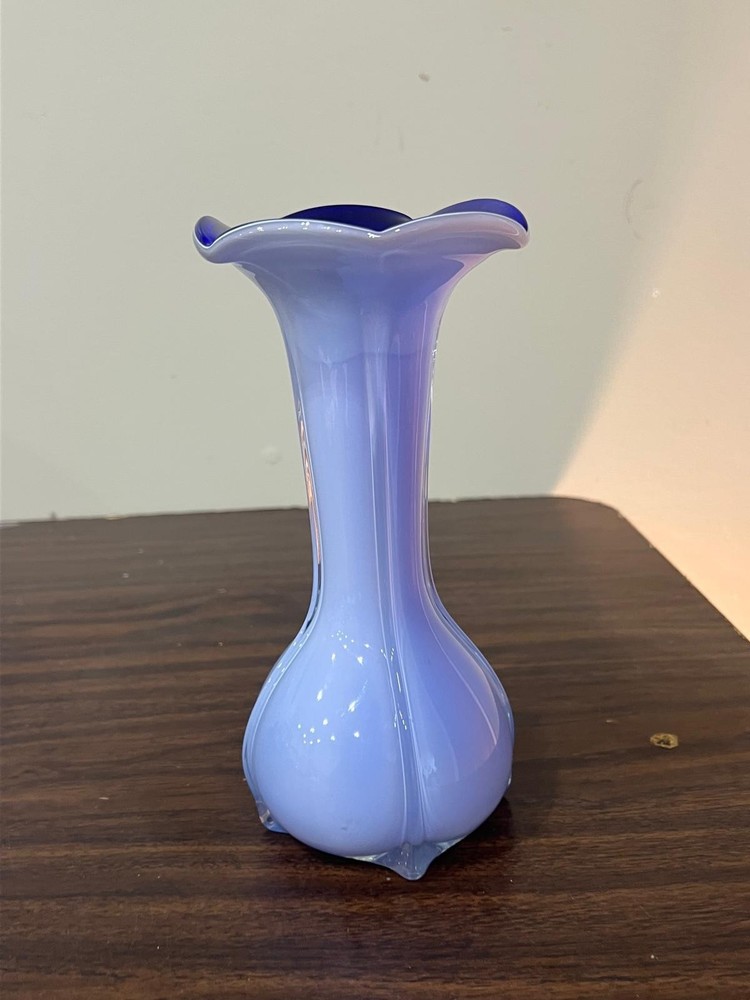 Vintage 1970s Periwinkle Blue Jack in the Pulpit Murano Style Decorative Vase 8