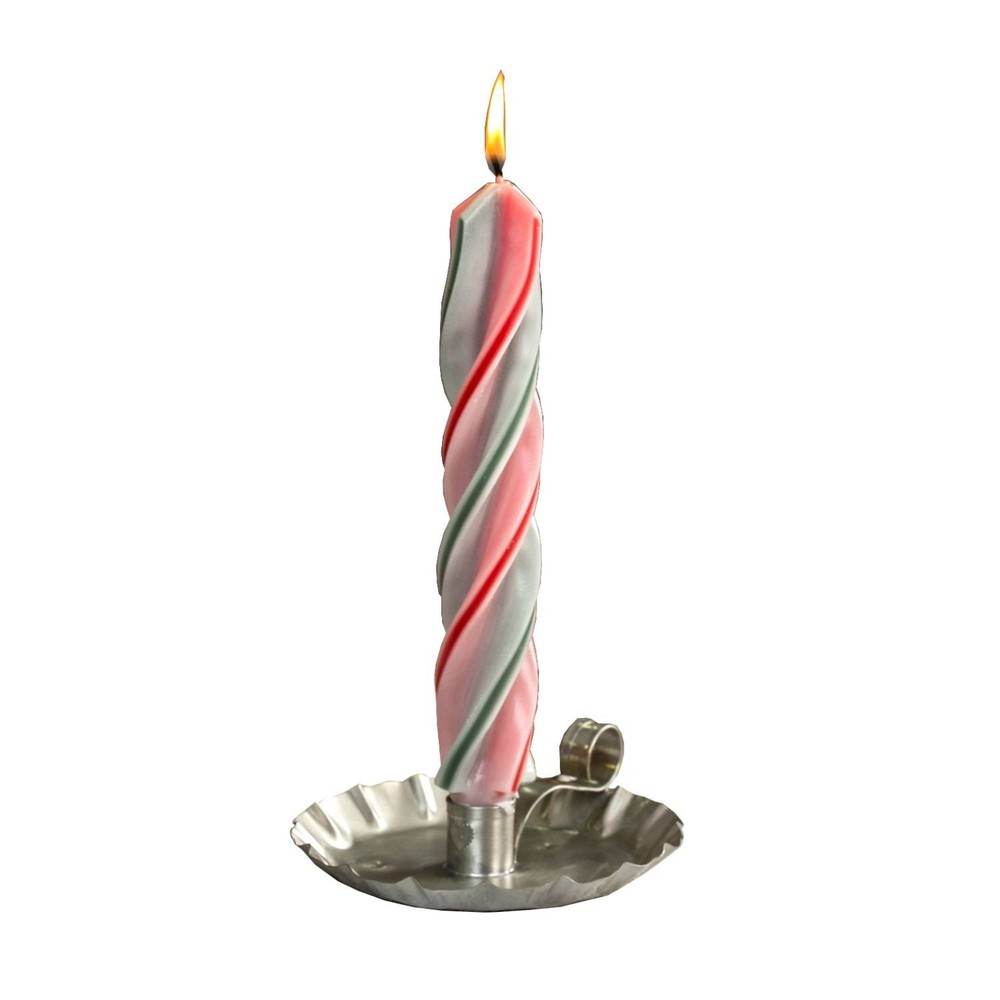 Festive Red & Green Spiral Candles Unscented 2-Pack