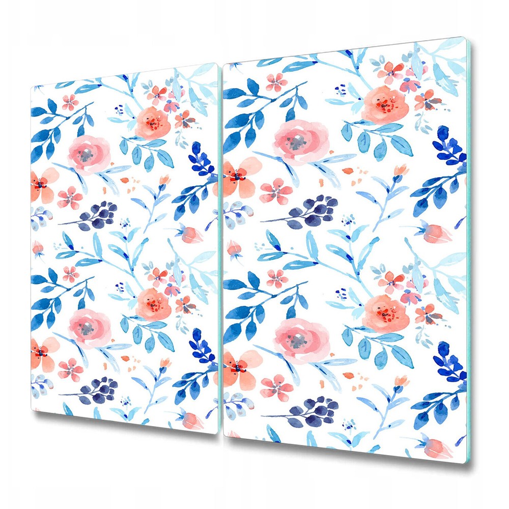 Glass Kitchen Chopping Cutting Board Watercolour Flowers Botanical Art. 2x30x52