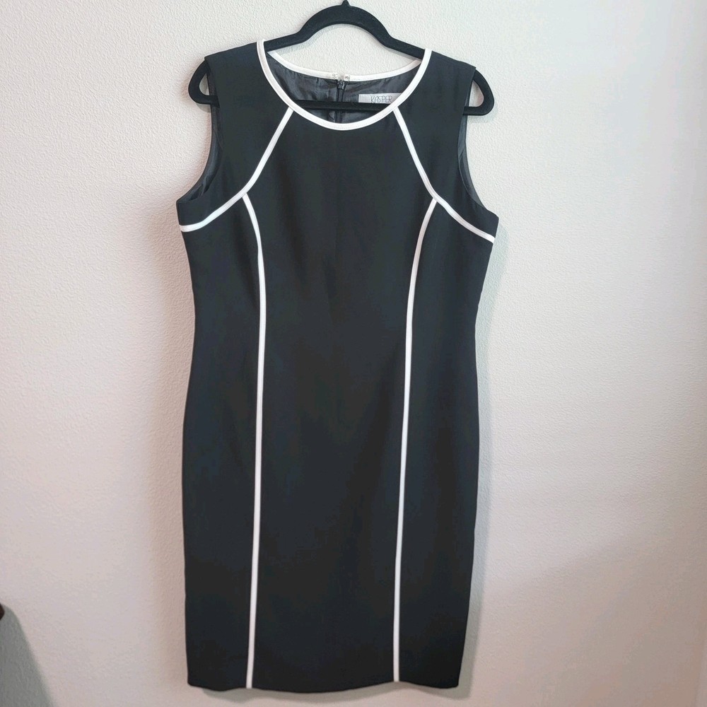 Kasper Black Dress Sleeveless Stretch Crepe Sheath size 12