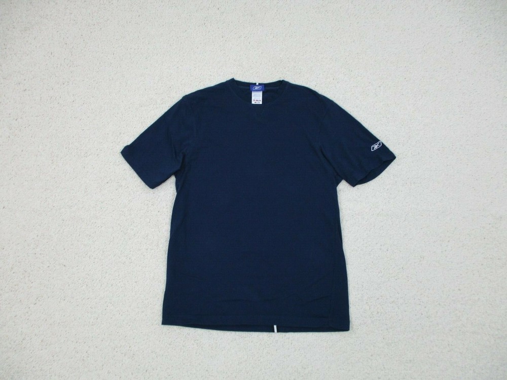 Reebok Shirt Medium M Adult Blue Short Sleeve Cotton Stretch Running Soccer Mens