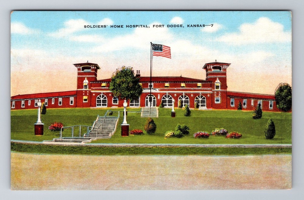 Fort Dodge KS-Kansas, Soldiers' Home Hospital, Antique Vintage Souvenir Postcard