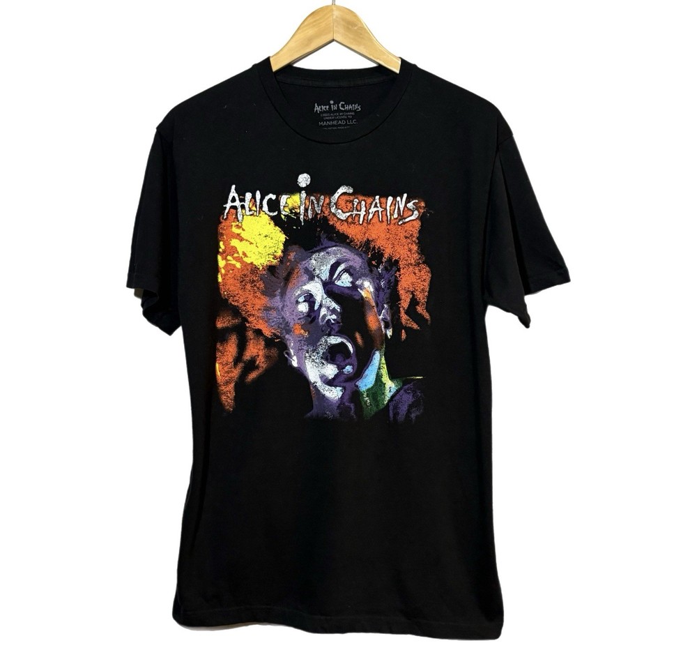 Alice In Chains Men's Black Graphic Cotton Crew Neck Short Sleeve T-Shirt XL