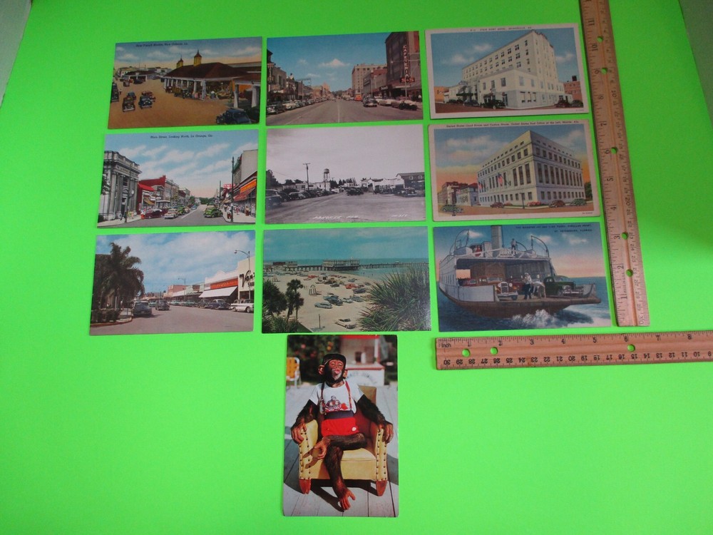 Vintage Postcards Southern US States Lot of 10 Unposted Cards FL, GA, AL, LA