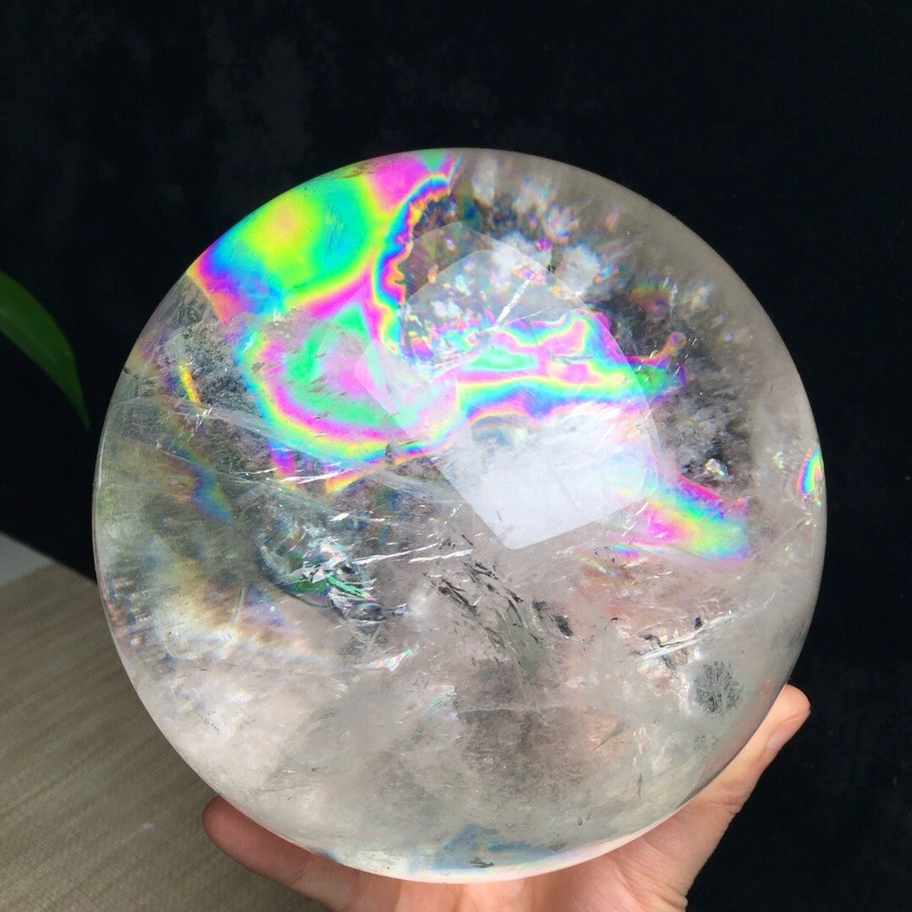 9.5LB Top Natural Clear Quartz Sphere Rainbow Crystals Ball Healing Gift 146mm