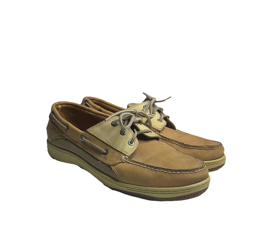 Sperry Top-Sider Men’s Boat Shoes Size 12M Tan Brown Leather Mesh Lace Up  Shoes