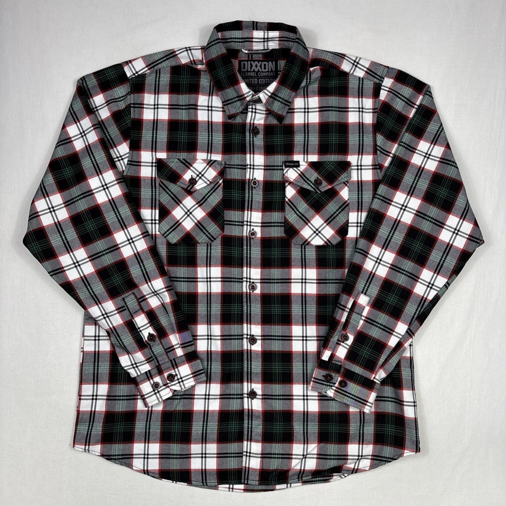 Dixxon Snap-On Flannel Men's L Gray Plaid Long Sleeve Workwear Heavy Pockets EUC