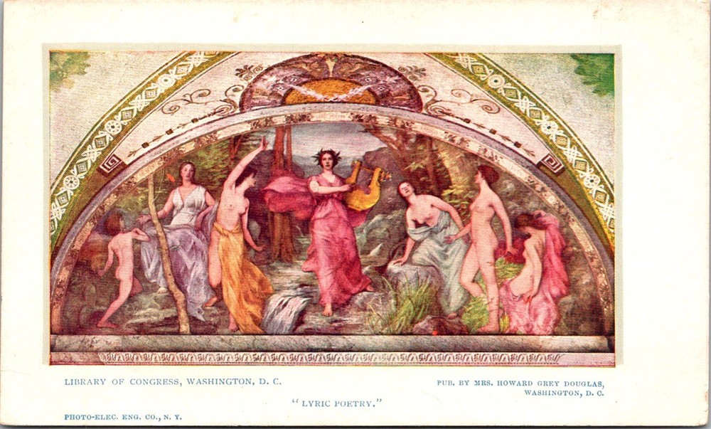 Dr Jim Stamps Postcard Lyric Poetry Mural Library Of Congress Undivided Back