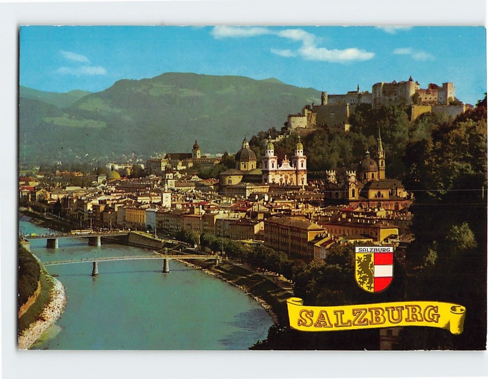 Postcard View of Old Town & River Salzburg Austria