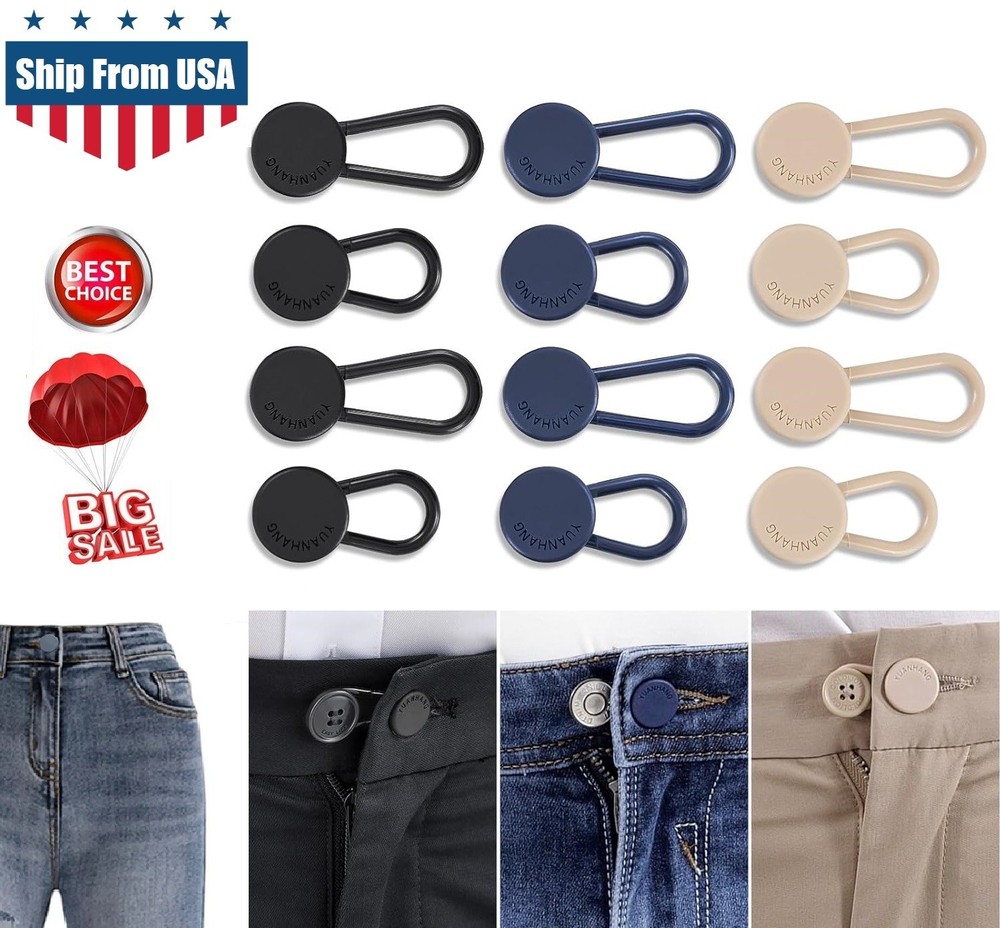 24× Expander Button Pants Waist Extender Metal Adjustable Retractable For Jeans