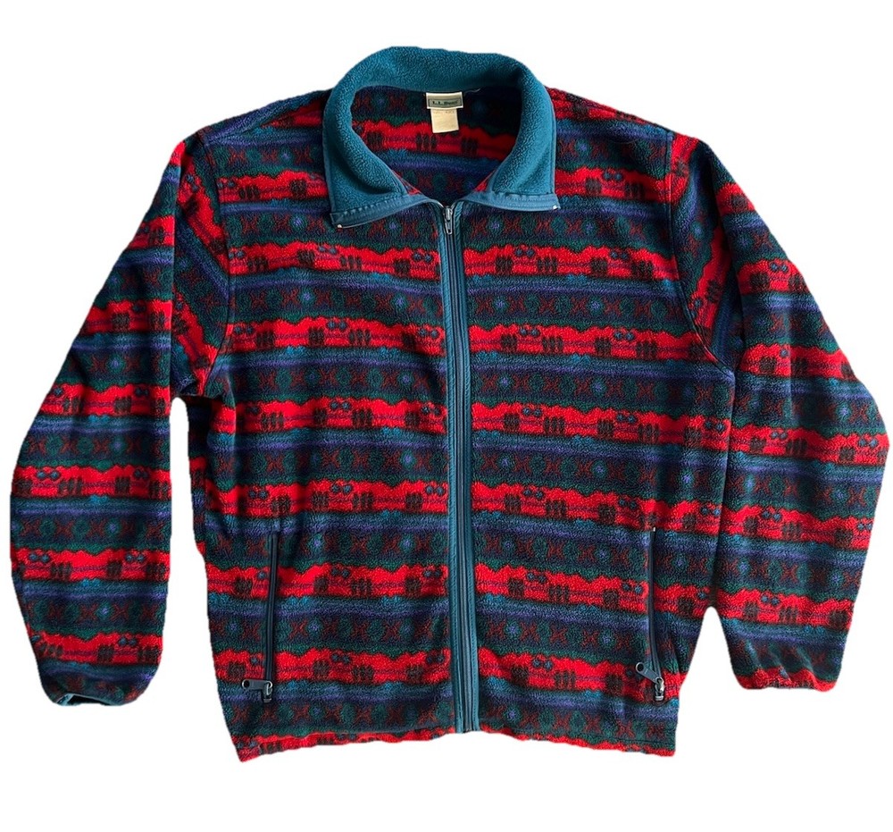 VTG LL BEAN MEN’S AZTEC FLEECE FULL ZIP JACKET SOUTHWEST USA Med Tall Fits L