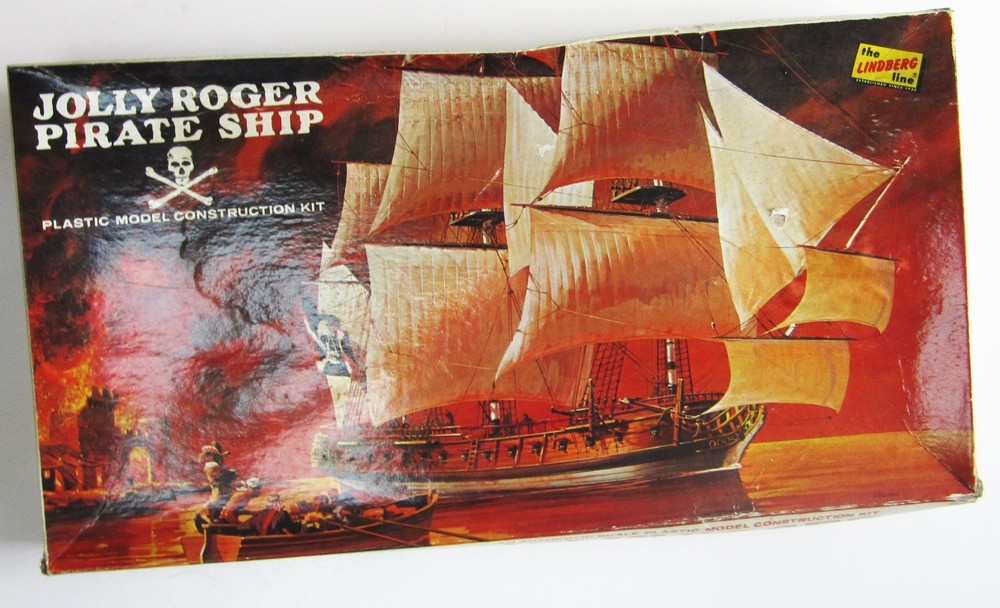 Vintage 1970 Lindberg Jolly Roger Pirate Ship Model Kit 82:500 Unopened Complete