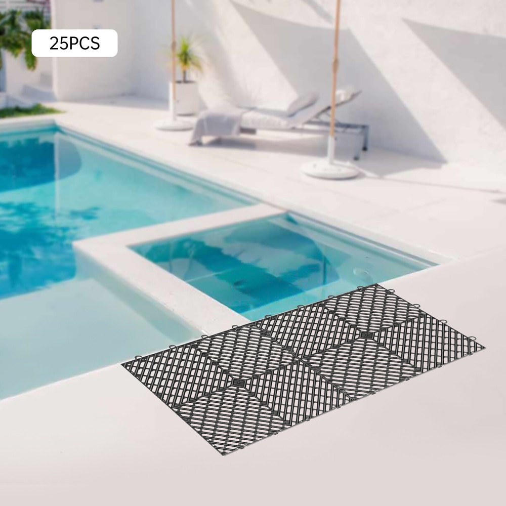 25Pcs 12x12 Inch Waterproof Anti-Slip Interlocking Deck Tiles for Outdoor Flooring