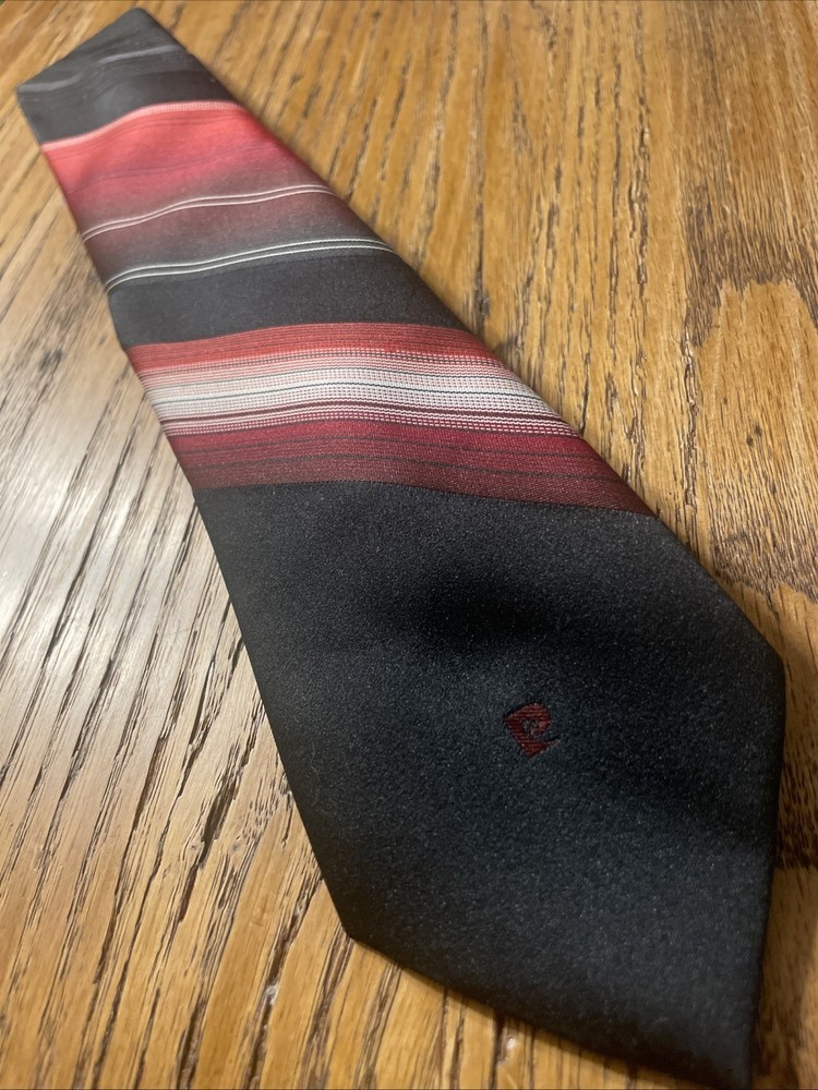 Vintage EUC Pierre Cardin Polyester Striped Logo Tie Men’s Necktie Made In Italy