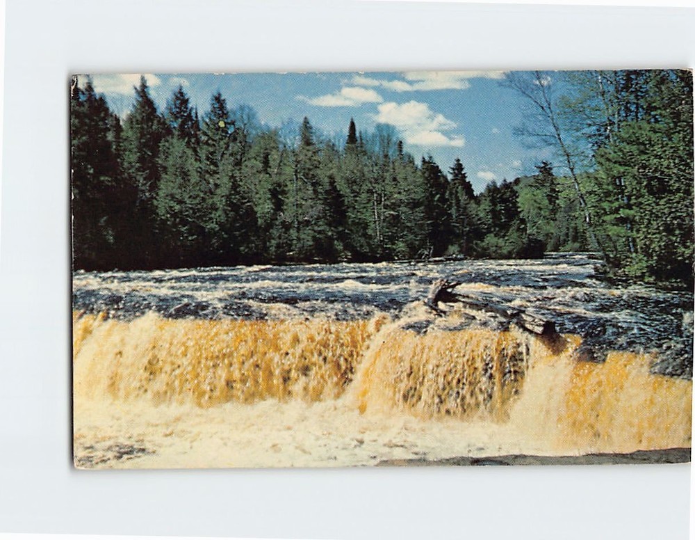 Postcard Lower Falls Tahquamenon River In Michigan