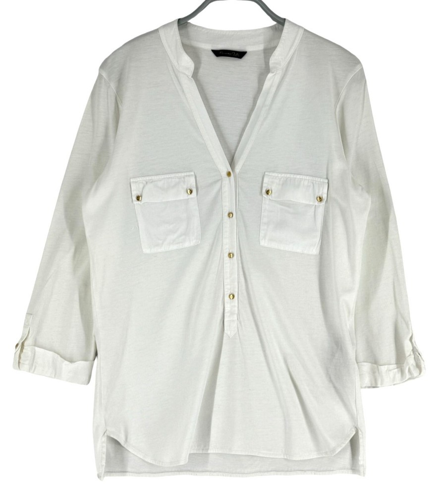 Massimo Dutti Womens V Neck Long Sleeve Blouse Size M