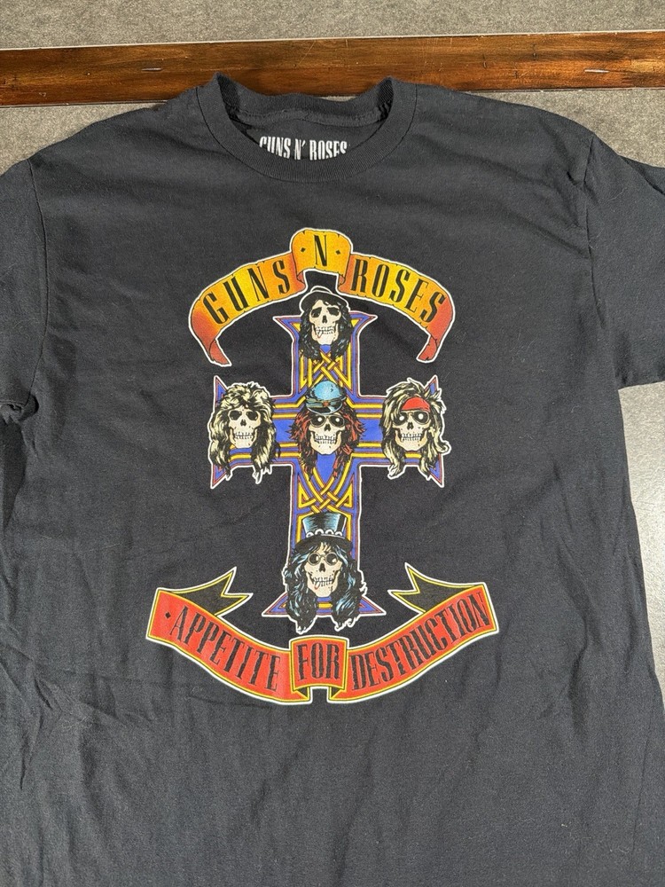 Guns N Roses T-Shirt Men M Black Band Tee Skull Graphic Appetite For Destruction