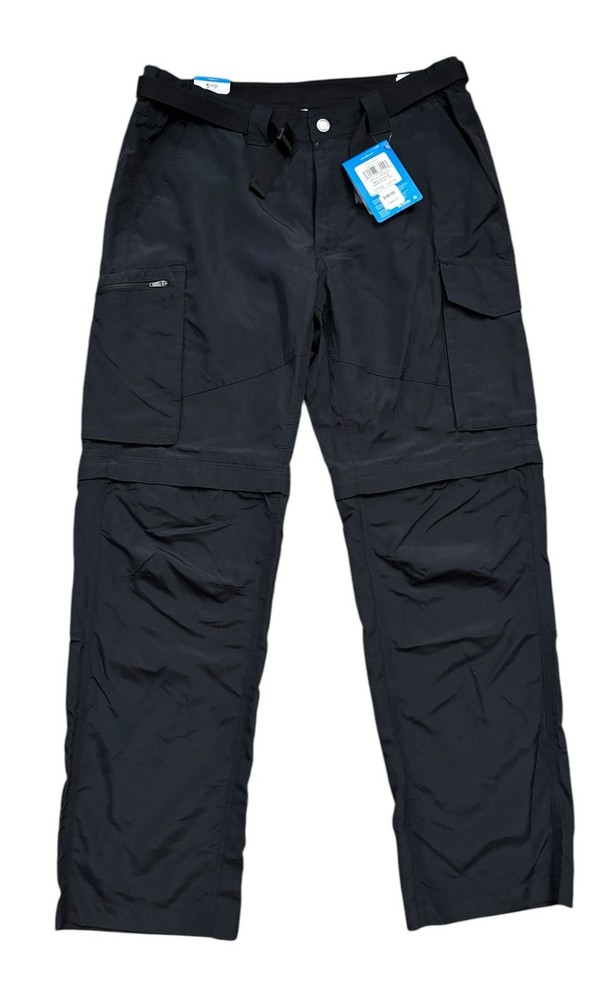 NEW Columbia Pants Mens Size 32x30 Black Kestrel Trail Convertible Pant Belted
