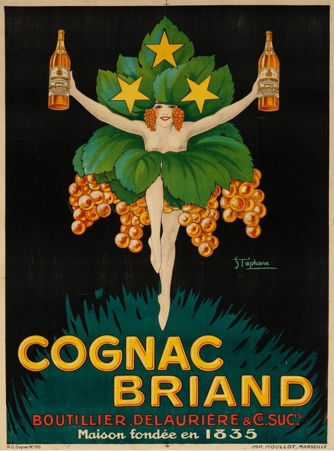 French Cognac Briand 1900 Vintage Liquor Advertising Giclee Canvas Print 18x24