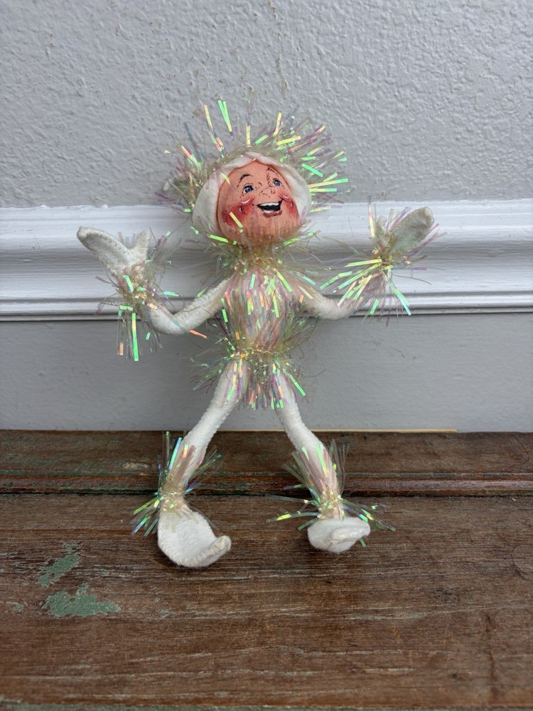 Annalee Mobility Doll White Frosty Christmas Elf  1993 RARE Vtg Garland 8”
