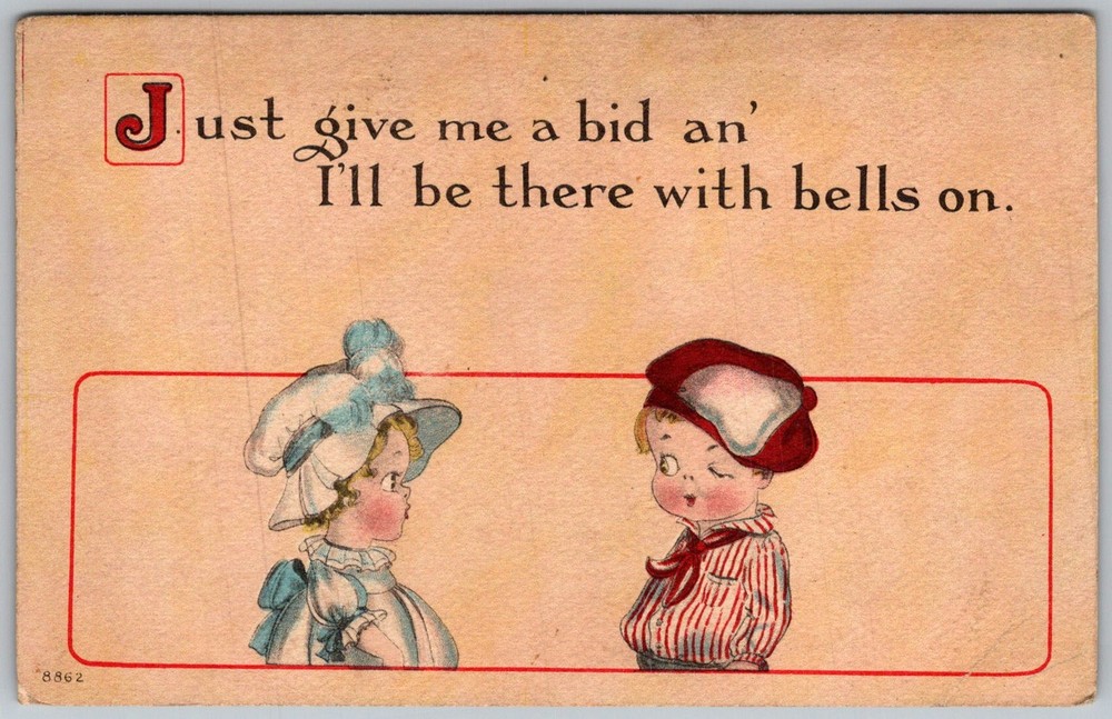 Antique Postcard Children Cartoon Saying 1910s