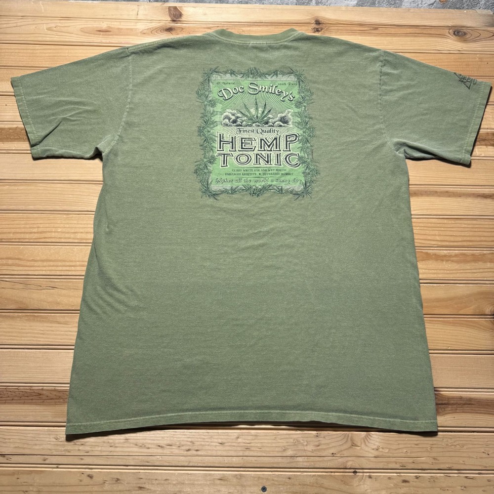 Vintage Y2K Crazy Shirts Doc Smiley's Hemp Tonic Cannabis Graphic T-Shirt - XL