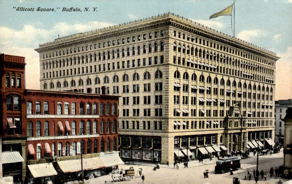 1911 Ellicott Square Buffalo NY Downtown Architecture Litho Postcard