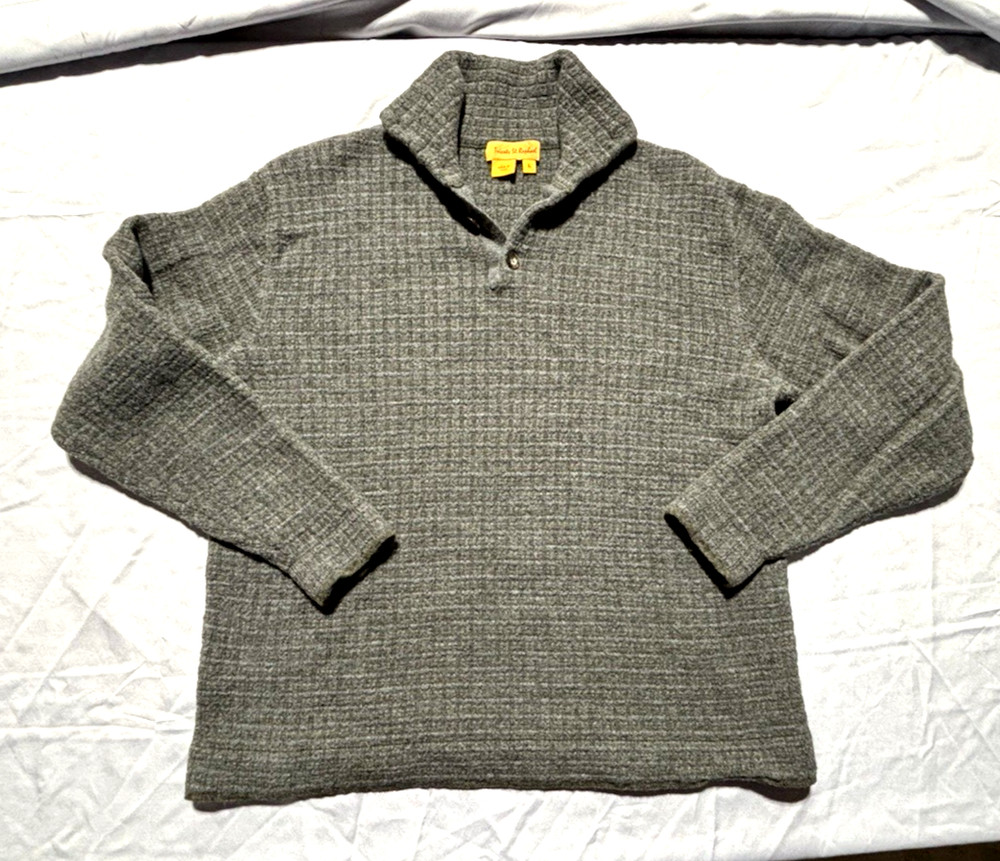 Merino Wool Tricots St. Raphael Men's Large Gray Blue Gray Sweater Vintage