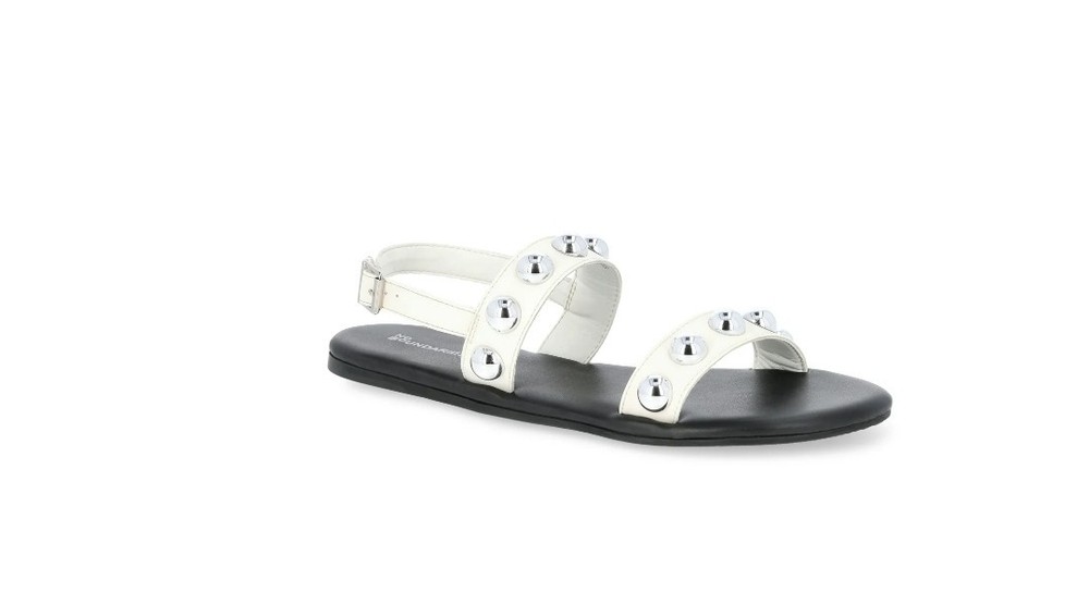 No Bundaries Studded Slide White Sandals for Women Size 6 New.