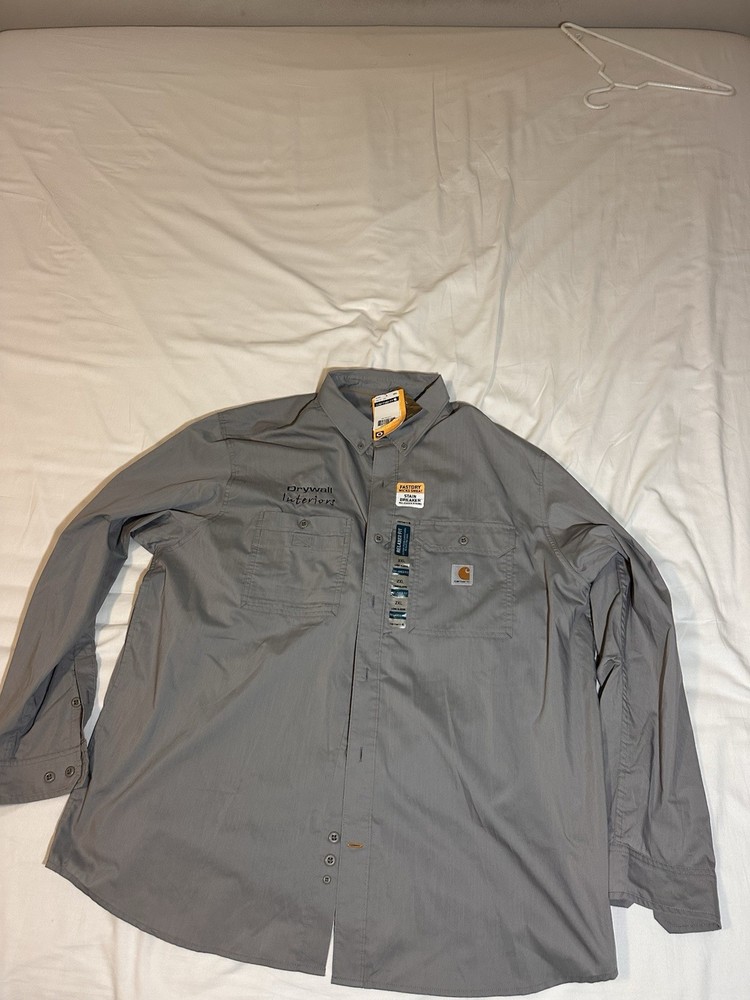 NWT Carhartt Force Ridgefield Shirt 2XL Tall Relaxed Fit Gray FastDry Work