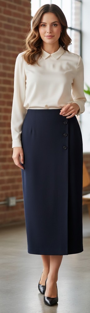 VTG Polo Ralph Lauren Wool Wrap Maxi Skirt Womens Navy Blue Sz 6 PETITE MADE USA
