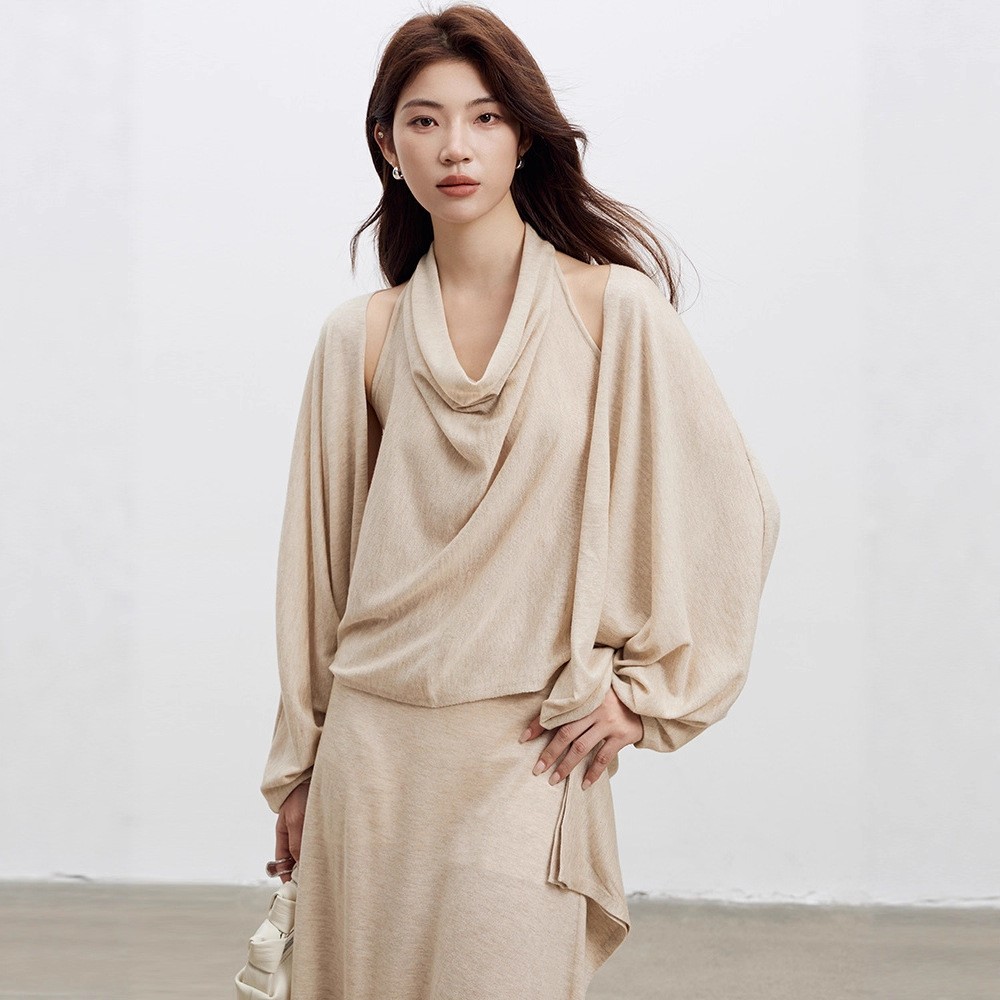 Women's Spring Wool Knitted Casual Jacket Long Sleeved Cardigans Loose Overcoat