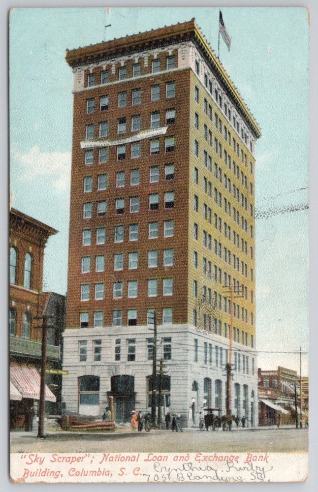 1919 Columbia SC Skyscraper National Loan & Exchange Bank Building Postcard