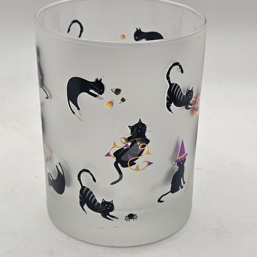 Culver Halloween Tumbler Glass Black Cat Witches Pumpkins