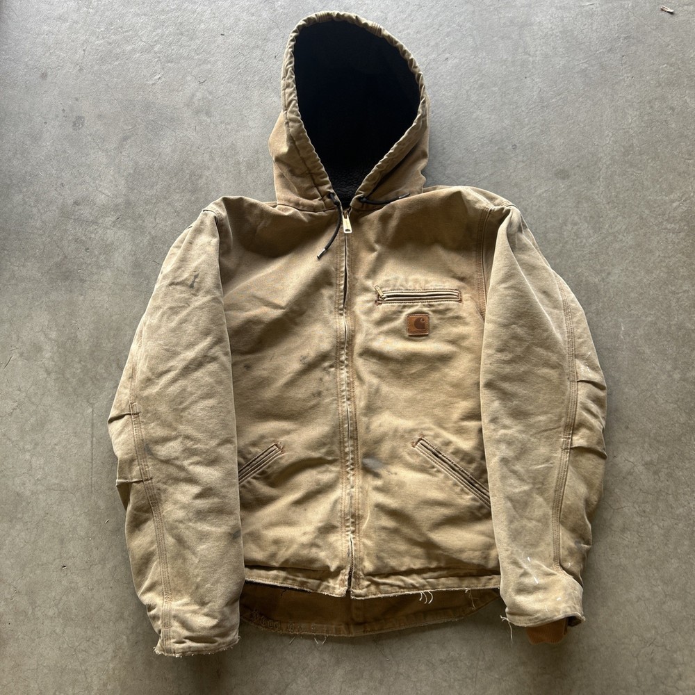 Vintage Carhartt Detroit Jacket Mens M Hooded Distressed Grunge Faded 90s USA