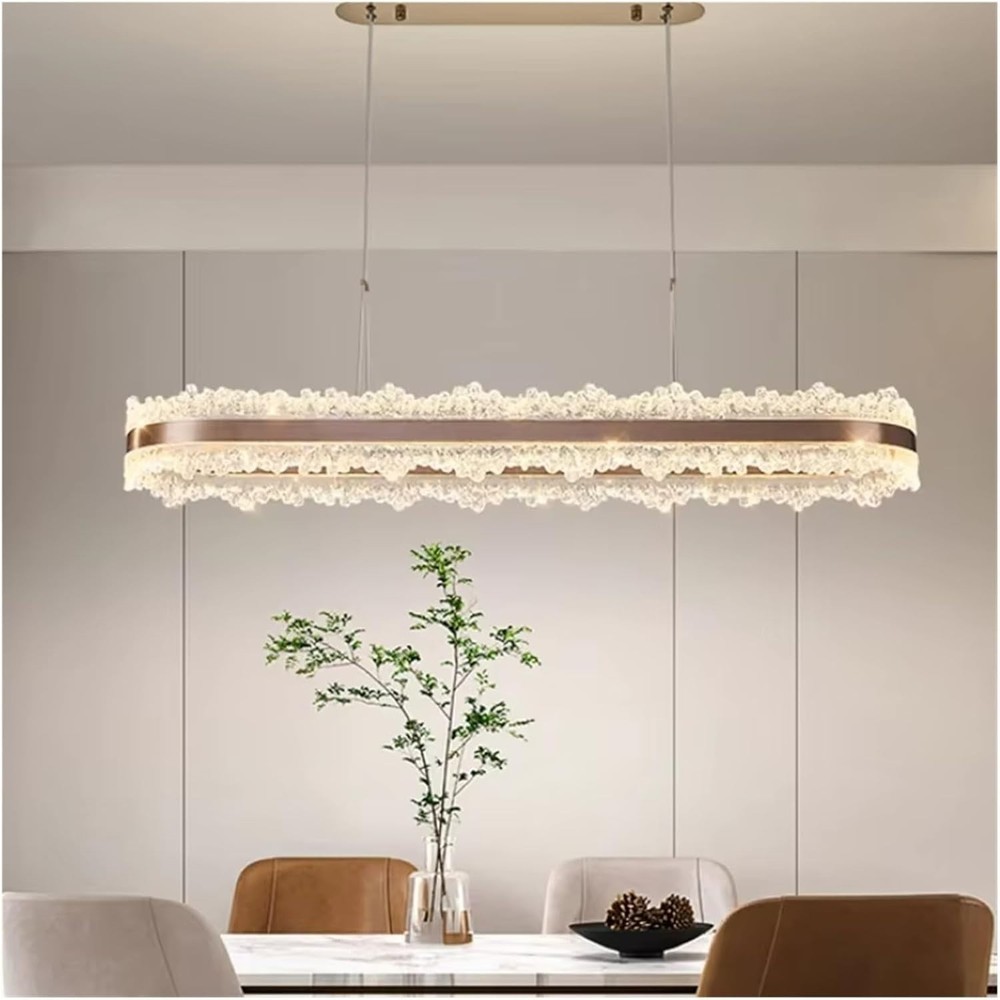 Modern Gold Chandelier Light fixture, Height Adjustable Oval chandeliers