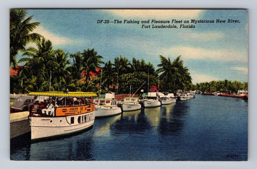 Fort Lauderdale FL-Florida Fishing And Pleasure Fleet Vintage Postcard