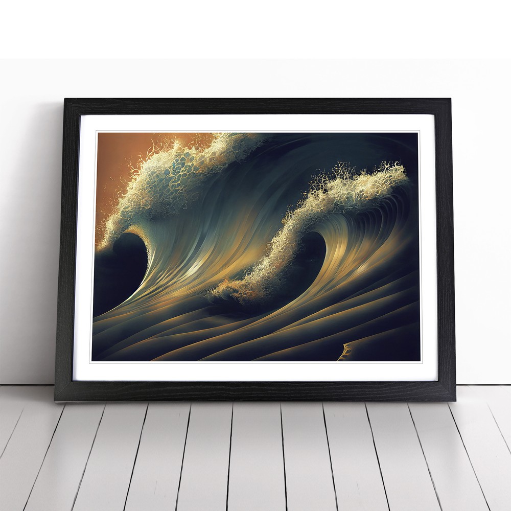 Shimmering Ocean Wave Wall Art Print Framed Canvas Picture Poster Decor