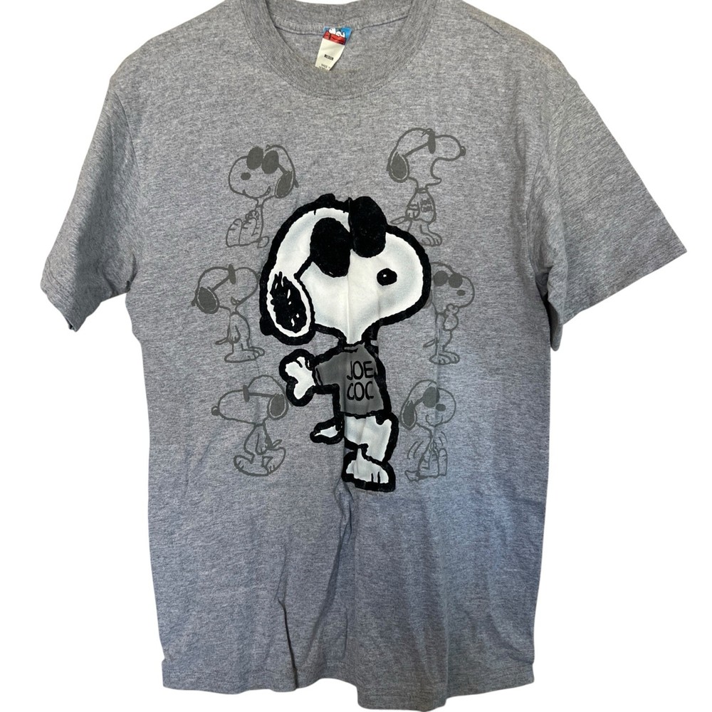 VTG Peanuts Snoopy Joe Cool Graphic T-shirt Velvet  Men’s M Medium Gray