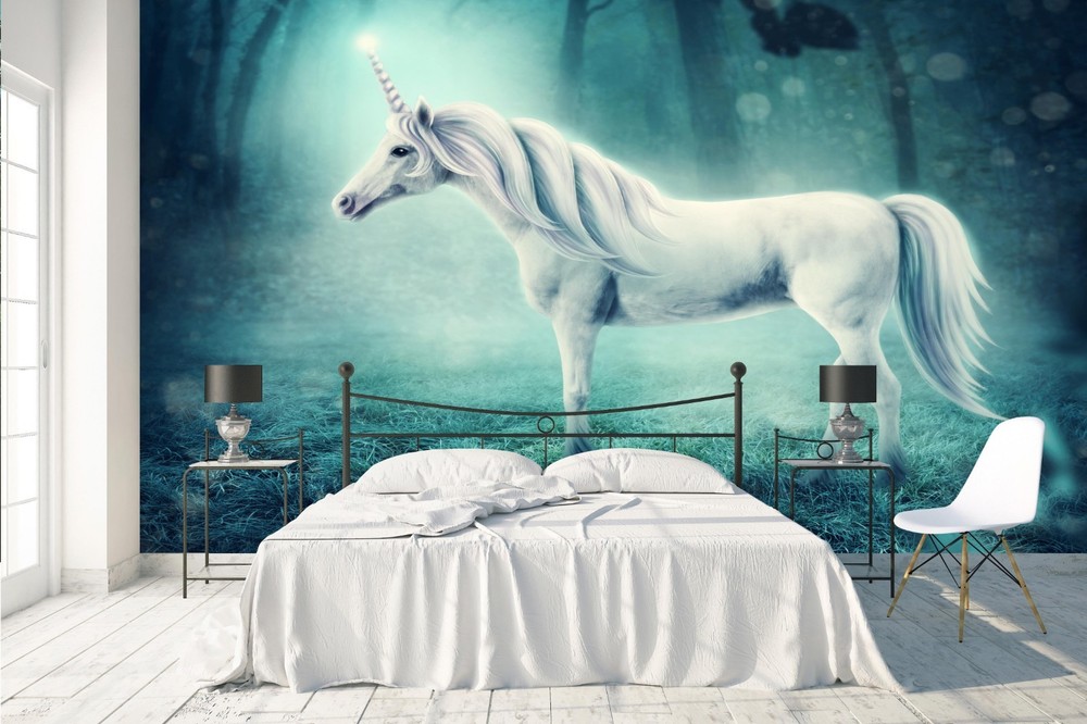 3D Forest Unicorn Illustration Wall Murals Wallpaper Murals Wall Sticker 5