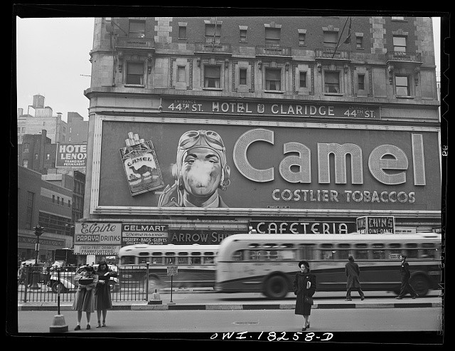 Photo:New York City NY 1943 Times Square Camel Cigarette Billboard Bus