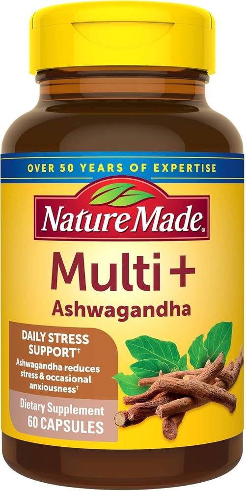 Nature Made Multi with Ashwagandha for Daily Stress Relief Support 60ct