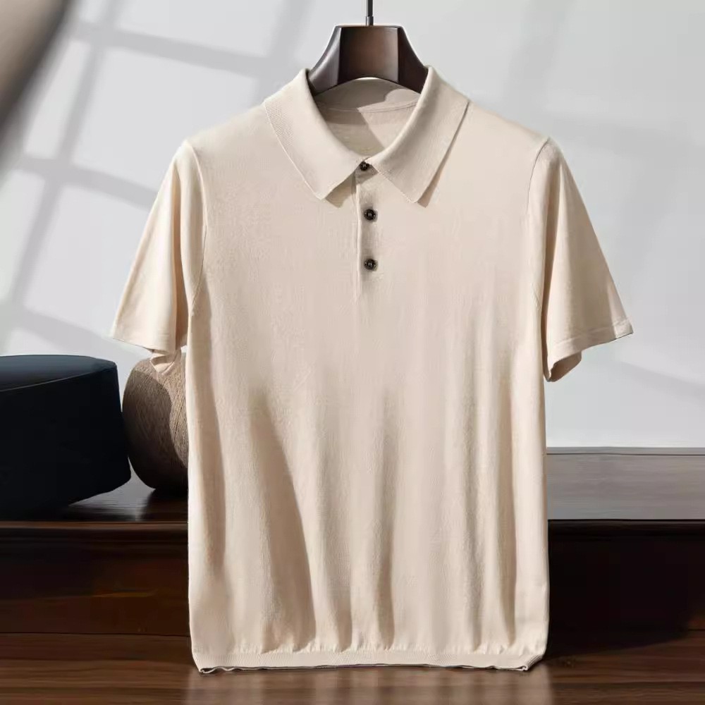 Summer Mens 85% Silk 15% Cashmere Short Sleeve Knit T Shirt Pullover Business Sz