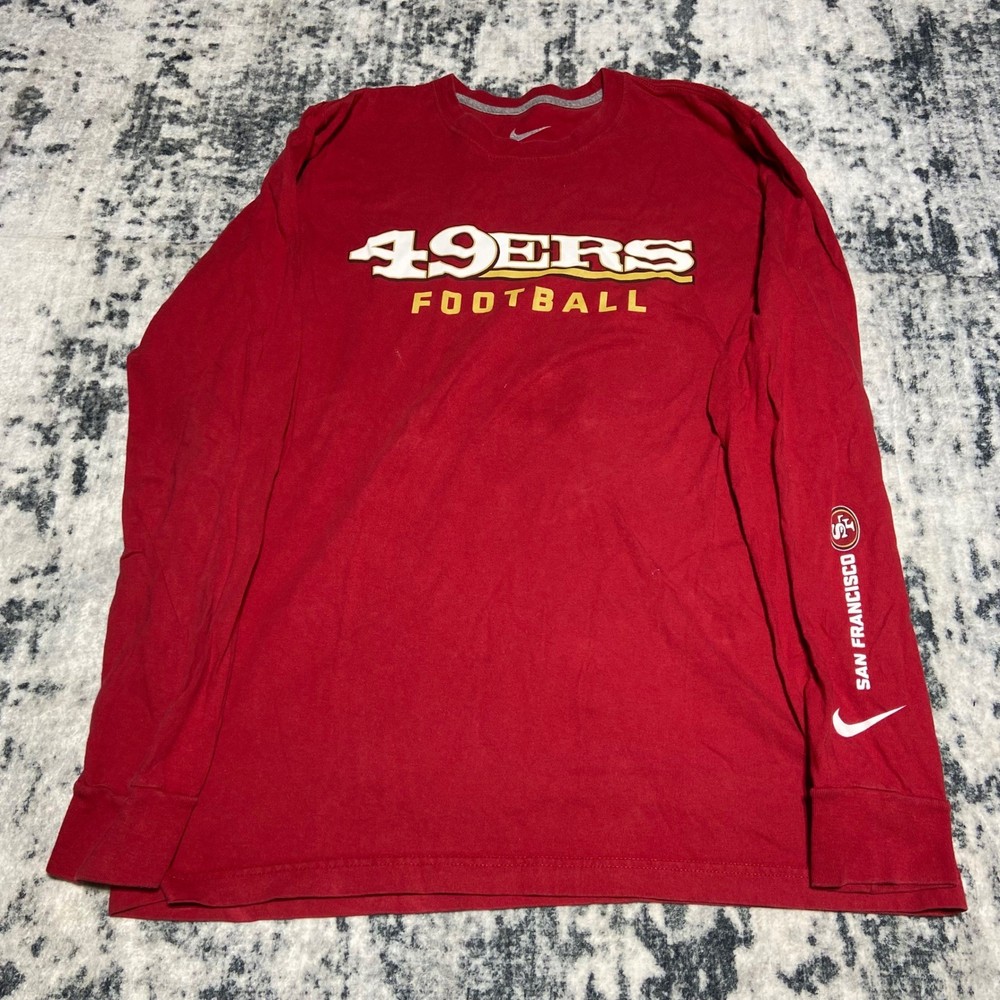 Nike San Francisco 49ers Football Long Sleeve Shirt Mens Large Red NFL Tee