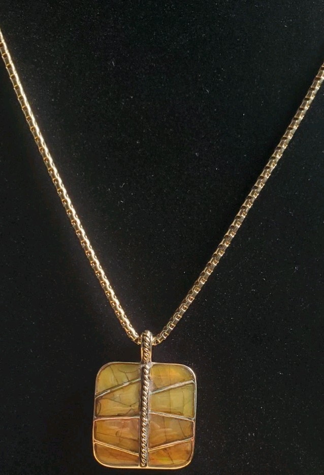Vintage Monet Gold Tone Chain Necklace 18 inch  Fall Colors Pendant
