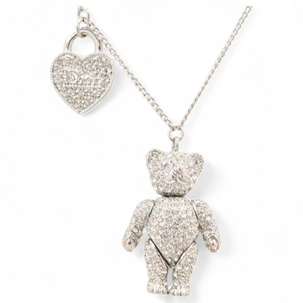 Dior Bear x Heart Rhinestone Necklace di6513vb